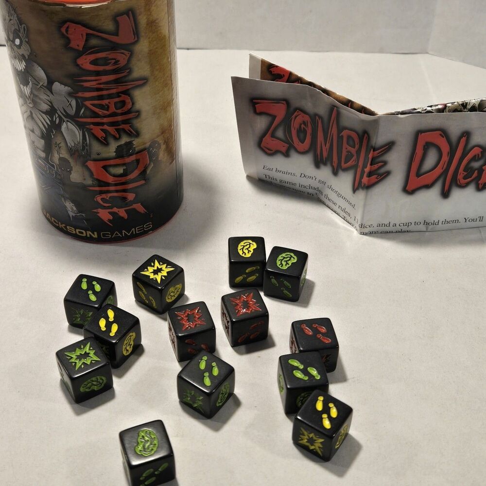 Zombie Dice Game by Steve Jackson Games - Complete (13 Dice, Cup, Rulebook)